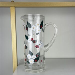 Homegoods Hand-Painted Ladybug & Floral Glass Pitcher